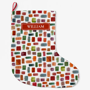 Presents-Watercolor Colourful Gift Box Personalise Large Christmas Stocking