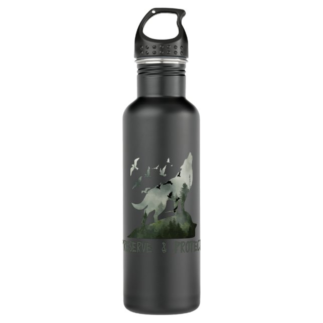 Preserve & Protect National Park Wolf 710 Ml Water Bottle (Front)