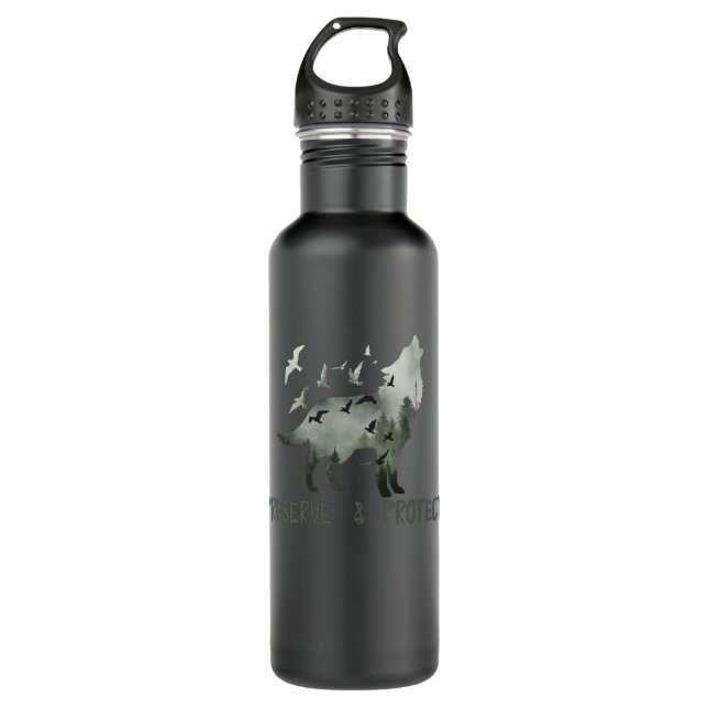 Preserve & Protect National Park Wolf 710 Ml Water Bottle (Front)