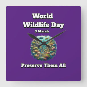 Preserve the All. World Wildlife Day Square Wall Clock