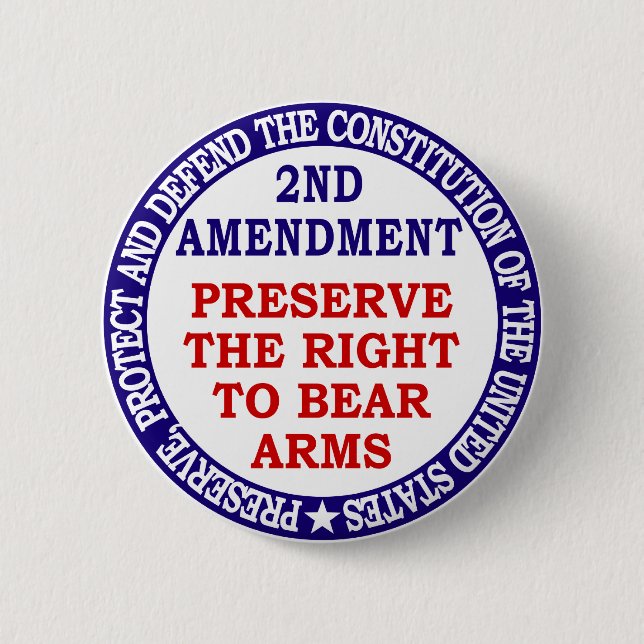 Preserve The Right to Bear Arms ( 2nd Amendment ) 6 Cm Round Badge (Front)