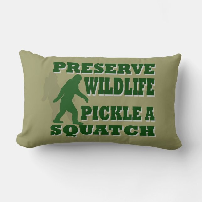 Preserve wildlife pickle a squatch lumbar cushion (Front)