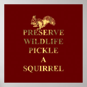 Preserve wildlife pickle a squirrel poster