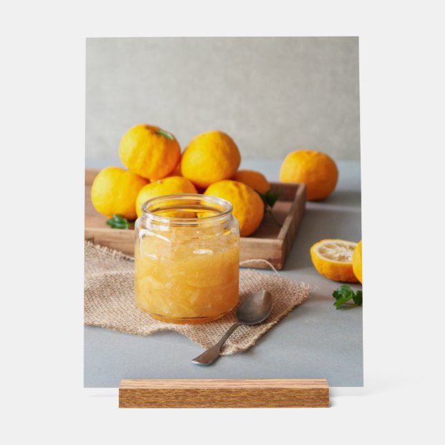Preserved food made with yuja acrylic sign (Front)