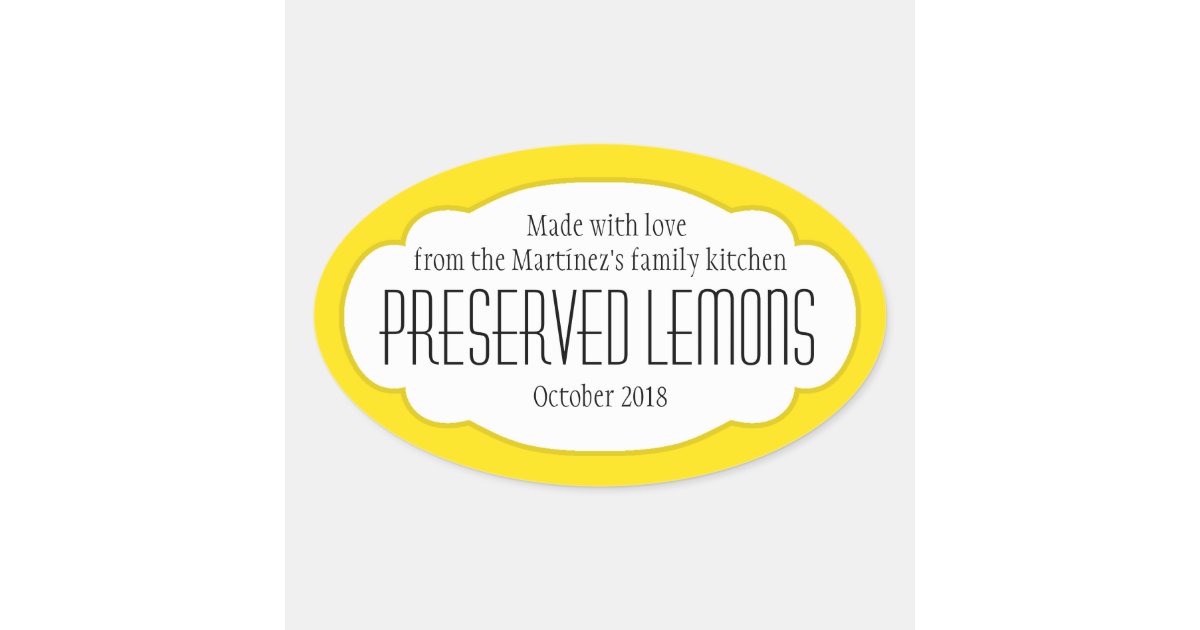 Preserved lemons oval food label sticker | Zazzle