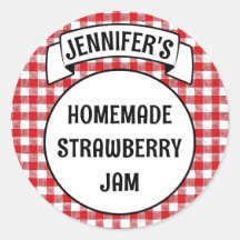  Preserves Jam Jelly Jar Red Plaid Gingham Label