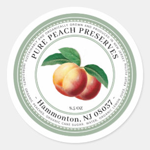 Preserves Label with Vintage Peach Illustration