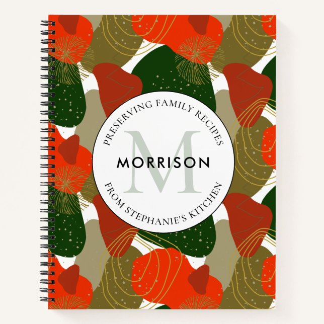 Preserving Family Recipes Abstract Holiday Recipe Notebook (Front)