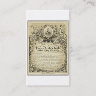 President abe lincoln inaugural address business card
