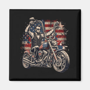 President Abraham Abe Lincoln Riding A Motorcycle Magnet