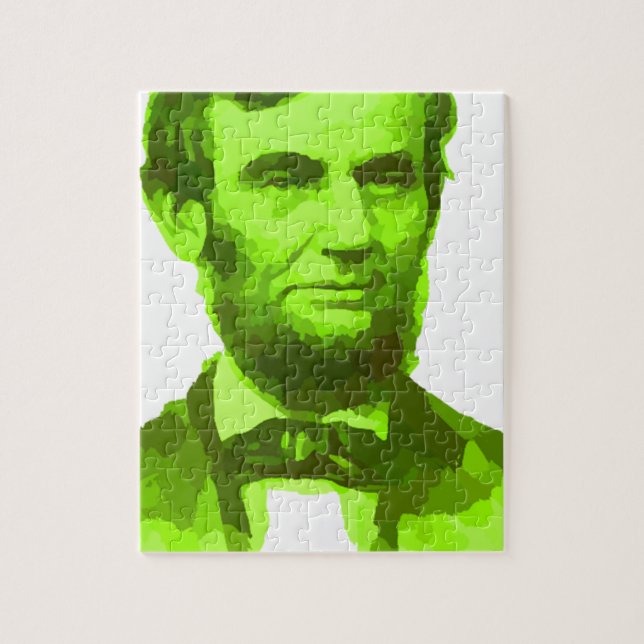 PRESIDENT ABRAHAM LINCOLN GREEN FACE PORTRAITGifts Jigsaw Puzzle (Vertical)