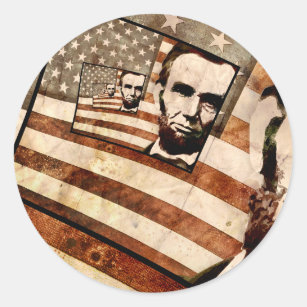President Abraham Lincoln Patriotic Flag Classic Round Sticker