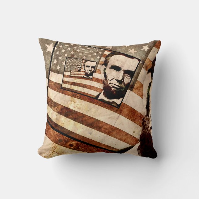 President Abraham Lincoln Patriotic Flag Cushion (Front)