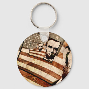 President Abraham Lincoln Patriotic Flag Key Ring