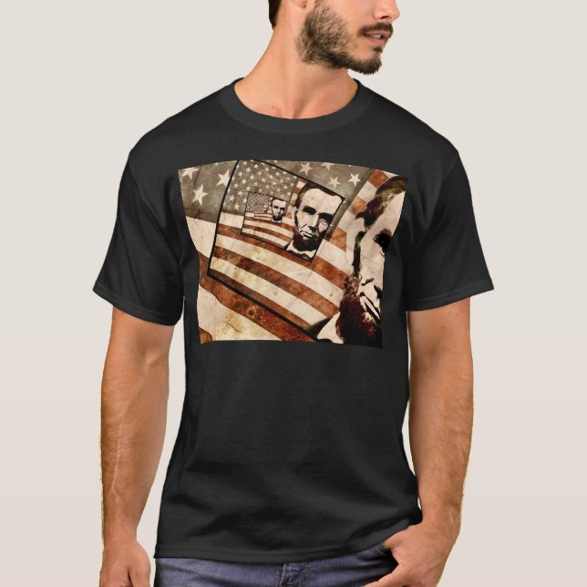 President Abraham Lincoln Patriotic Flag T-Shirt (Front)