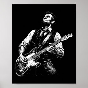 President abraham lincoln playing guitar abe poster