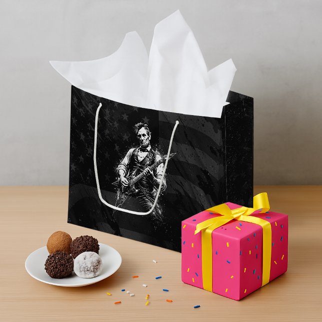President Abraham Lincoln Playing Guitar Large Gift Bag (Creator Uploaded)