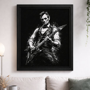 President Abraham Lincoln Playing Guitar Poster