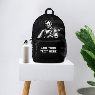 President Abraham Lincoln Playing Guitar Printed Backpack