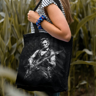 President Abraham Lincoln Playing Guitar Tote Bag