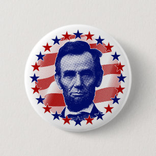 President Abraham Lincoln Stars and Stripes 6 Cm Round Badge