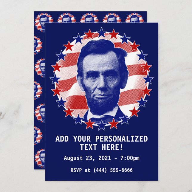 President Abraham Lincoln Stars and Stripes Invita Invitation (Front/Back)