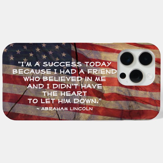 President Abraham Lincoln Success Quote US Flag Case-Mate iPhone Case (Back (Horizontal))