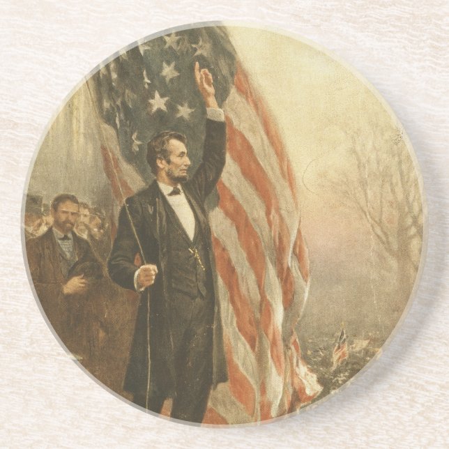 President Abraham Lincoln Under the American Flag Coaster (Front)