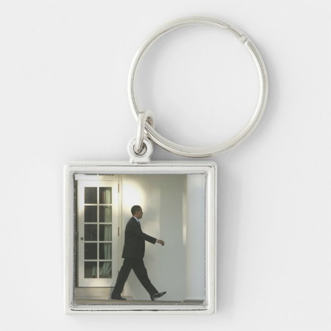 President Barack in deep thought as he walks Key Ring (Front)