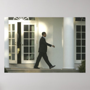President Barack in deep thought as he walks Poster