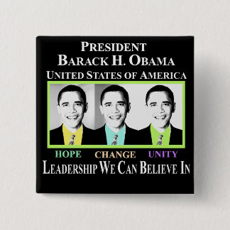 PRESIDENT BARACK OBAMA 15 CM SQUARE BADGE