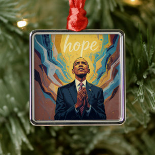 President Barack Obama and the Message of Hope  Metal Ornament