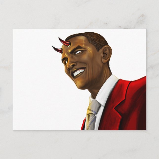 President Barack Obama as the Devil Halloween Postcard (Front)