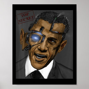 President Barack Obama Evil Cool Robot Poster
