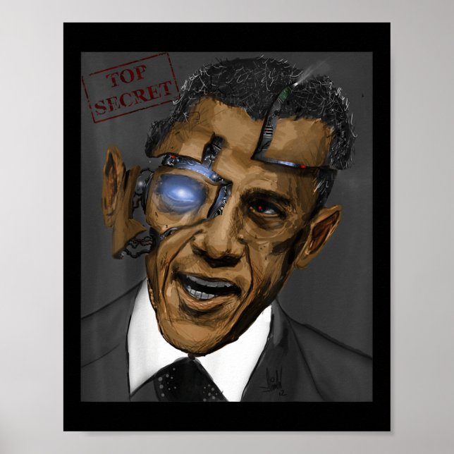 President Barack Obama Evil Cool Robot  Poster (Front)
