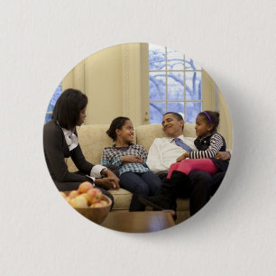 President Barack Obama & Family 6 Cm Round Badge