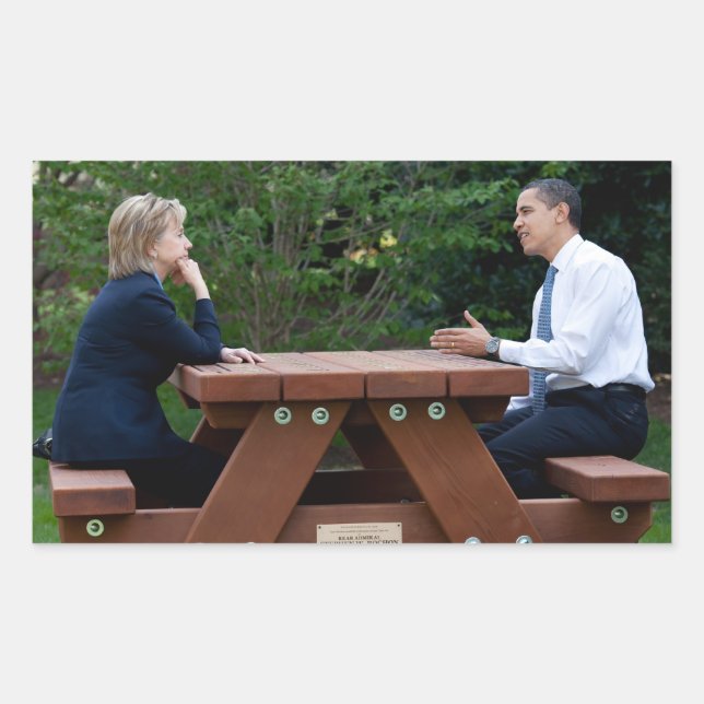 President Barack Obama & Hillary Clinton Rectangular Sticker (Front)