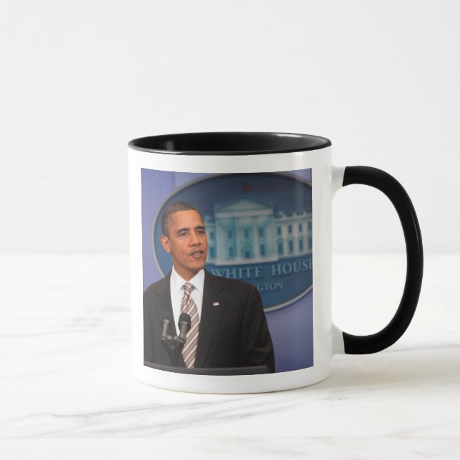 President Barack Obama makes an announcement Mug (Right)