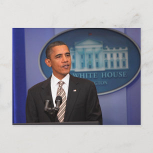 President Barack Obama makes an announcement Postcard