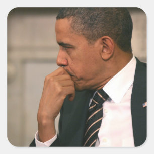 President Barack Obama meets with President Square Sticker