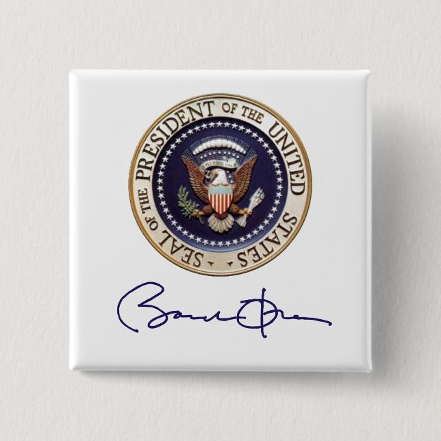 President Barack Obama Signature 15 Cm Square Badge (Front)