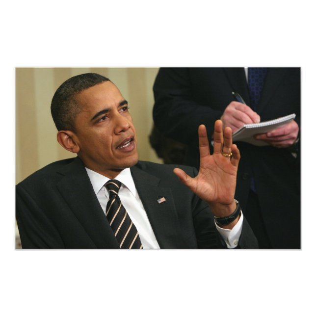 President Barack Obama talks to the press Photo Print (Front)