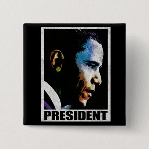 President Barack Obama Vintage 15 Cm Square Badge
