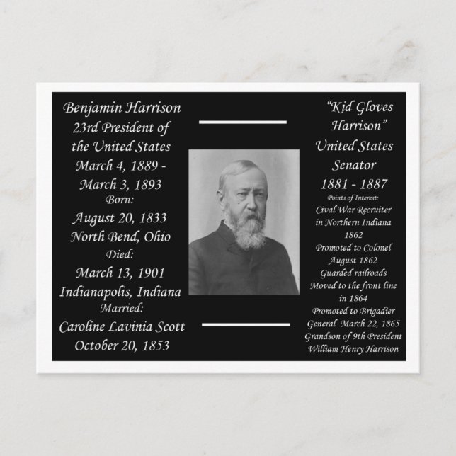 President Benjamin Harrison Postcard (Front)