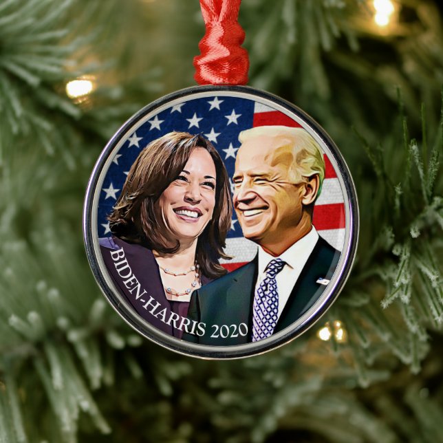 President Biden and VP Harris Keepsake Metal Ornament (Tree)