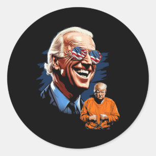 President Biden Laughing Trump To Jail Tee Anti-tr Classic Round Sticker