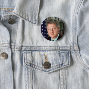 President Bill Clinton Official Portrait Pin-Back 6 Cm Round Badge