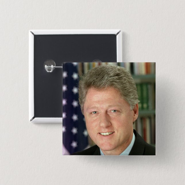 President Bill Clinton White House Photo 15 Cm Square Badge (Front & Back)