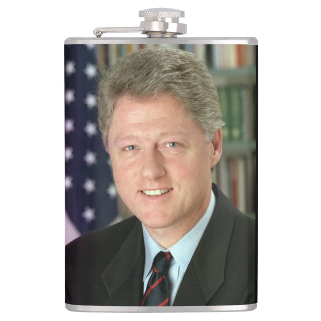 President Bill Clinton White House Photo Hip Flask (Front)