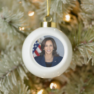 President Candidate Kamala Harris US 2024 Ceramic Ball Christmas Ornament